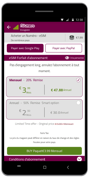 Comment payer avec Google Play - Acheter un forfait
