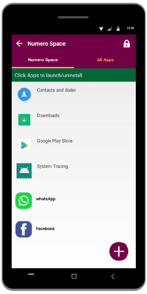 Cloned apps using Numero Space