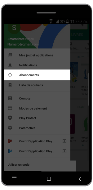 Cliquez sur «Abonnements».