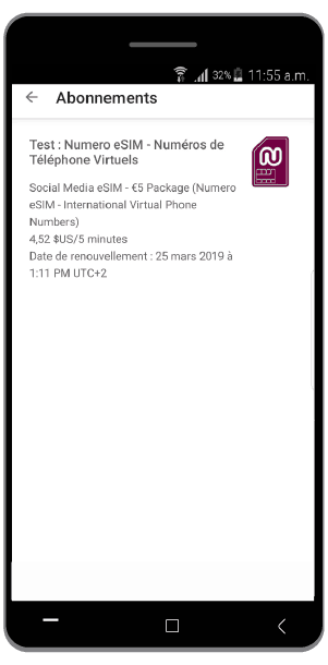 Sélectionnez l'application Numero eSIM.