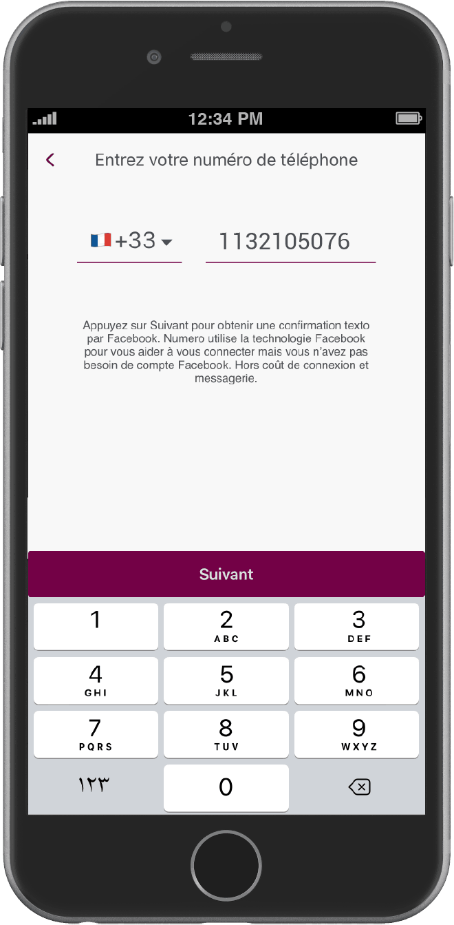 Sélectionnez votre pays et entrez votre numéro
