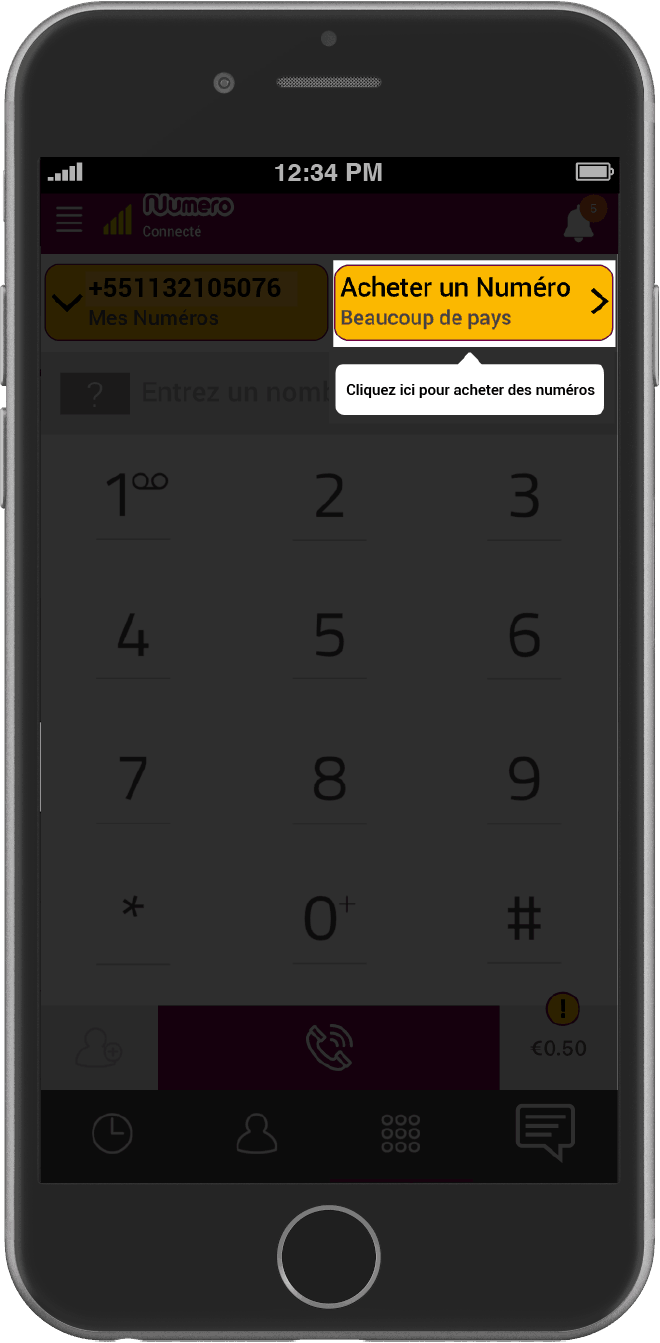 Vous obtiendrez un numéro virtuel d'essai gratuit pendant 24 heures, puis achetez votre premier numéro.